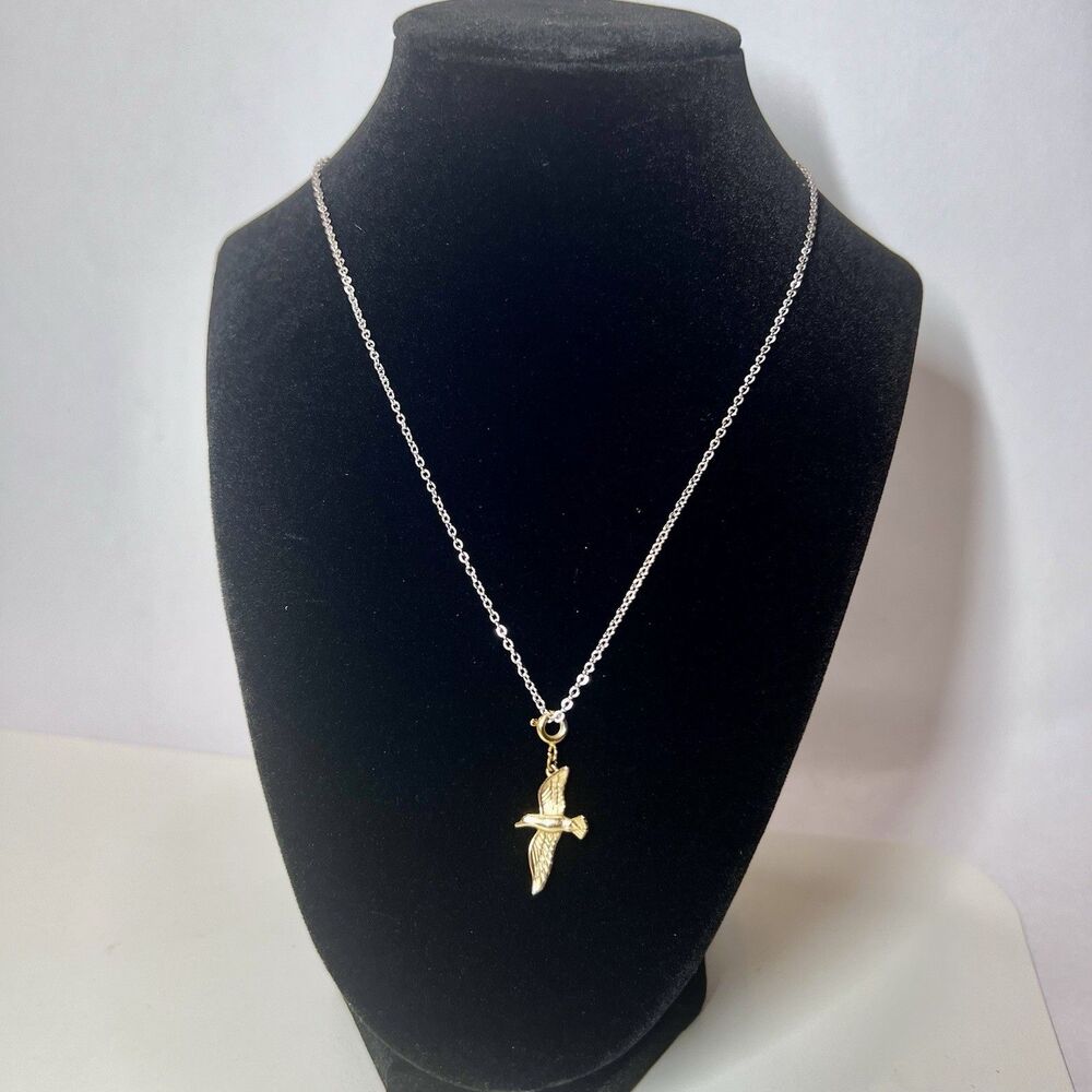 Vintage Sarah Coventry Adjustable Silver Tone Chain Necklace Stamped Tag Bird